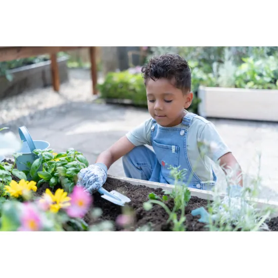 Dětská sada zahradního nářadí Forest Friends s dřevěnými rukojeťmi a jemným lesním potiskem