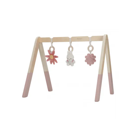 Dřevěná hrazdička Miffy Lucky Bottom s plyšovými hračkami – ideální pro rozvoj motoriky miminka.