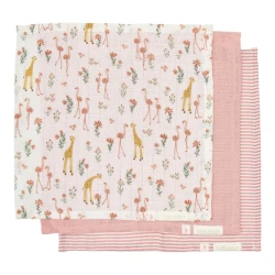Mušelínové ubrousky 3 ks Pink Blooming Safari