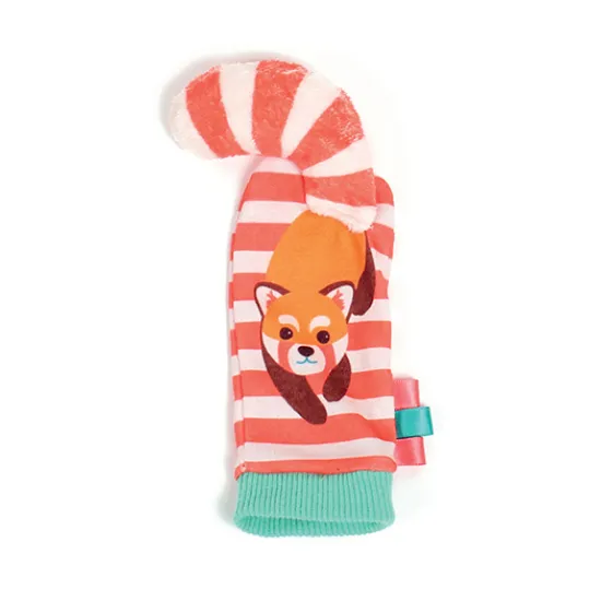 Chrastítka s liškou podněcují rozvoj sluchu, zraku a hmatu dítěte.