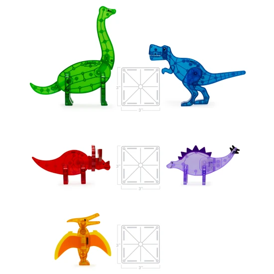Magnetická sada pěti figurek dinosaurů od MAGNA-TILES.