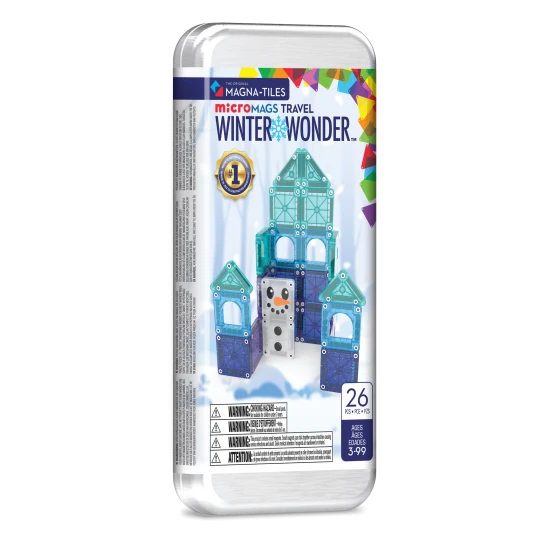 Magnetická stavebnice MAGNA-TILES Winter Wonderland vhodná pro cestování.