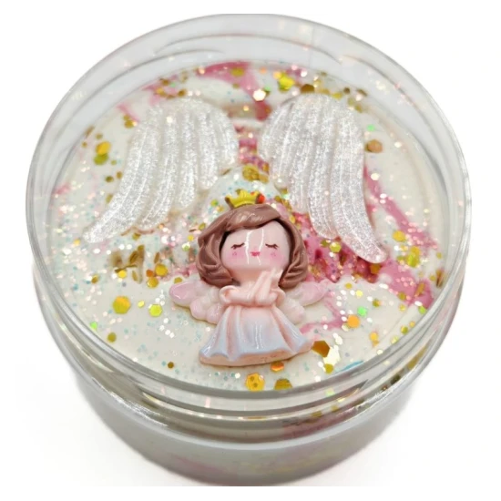 Mamolína – Andělská, dvoubarevná vánoční modelína s trblietkami a andělskou dekorací