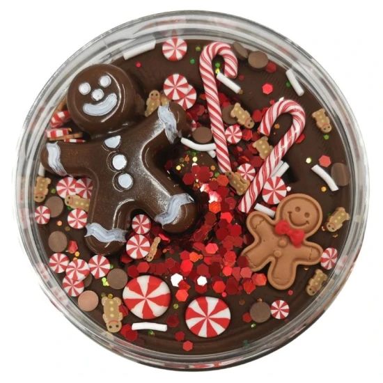 Mamolína – Perníček, hnědá vánoční modelína s třpytkami a dekoracemi perníčku