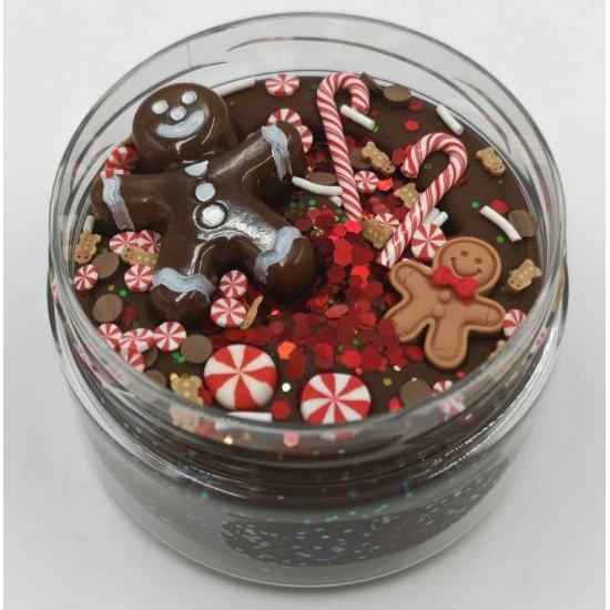 Mamolína – Perníček, hnědá vánoční modelína s třpytkami a dekoracemi perníčku