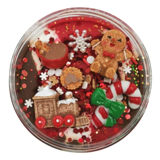 Mamolína – Perníčkový express, trojbarevná vánoční modelína s třpytkami, konfeti a 6 dekoracemi