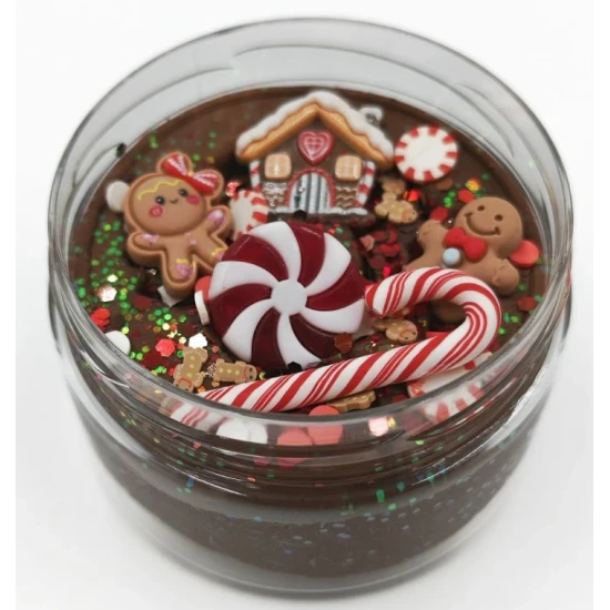 Mamolína – Perníková chaloupka, hnědá vánoční modelína s trblietkami a 5 dekoracemi