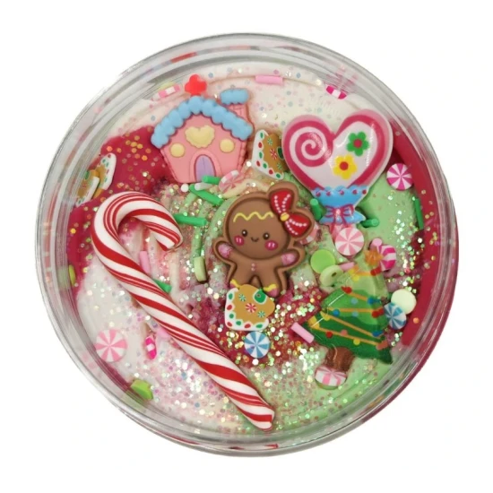 Mamolína – Sladké Vánoce, pastelově růžová vánoční modelína s třpytkami a 5 dekoracemi