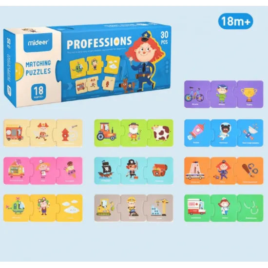 Mideer Srovnávací puzzle 30 dílků Profese Originální sada puzzle vyrobená speciálně pro děti od 18 měsíců.