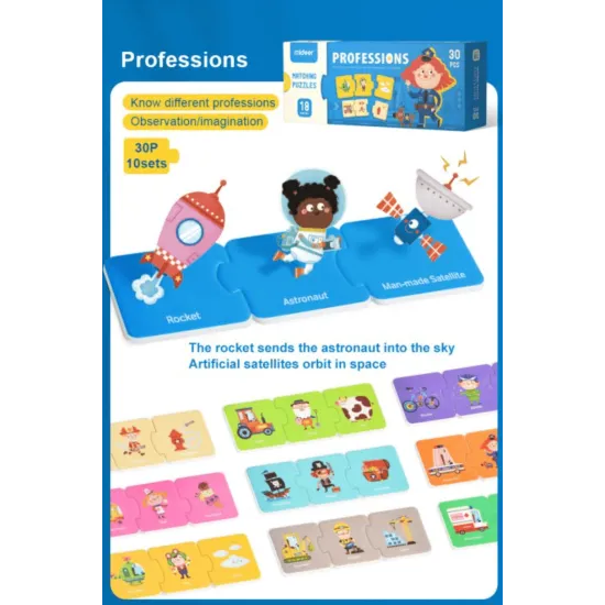 Mideer Srovnávací puzzle 30 dílků Profese Originální sada puzzle vyrobená speciálně pro děti od 18 měsíců.