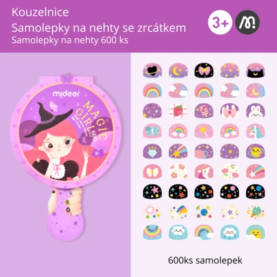 Mideer Nálepky na nehty se zrcadlem Kouzelnice Barevné a originální nálepky na nehty se zrcadlem.