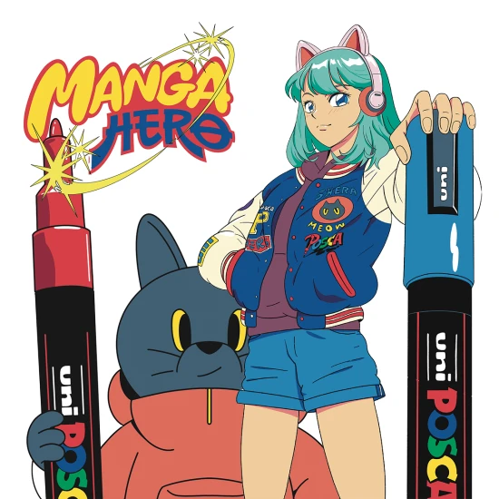 Posca souprava popisovačů PC-5M Manga Hero – 8 ks, mix barev, nové odstíny kaštanová a pudrově růžová, vhodné na voděodolné dekorace