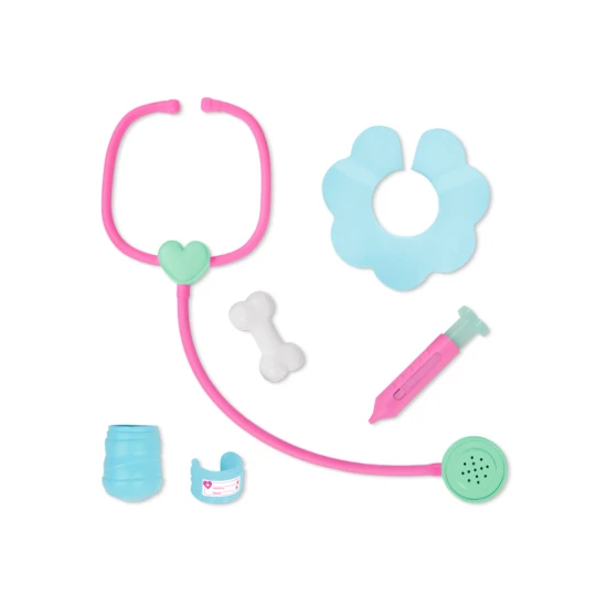 Roztomilý Husky v kabelce s veterinářskou sadou