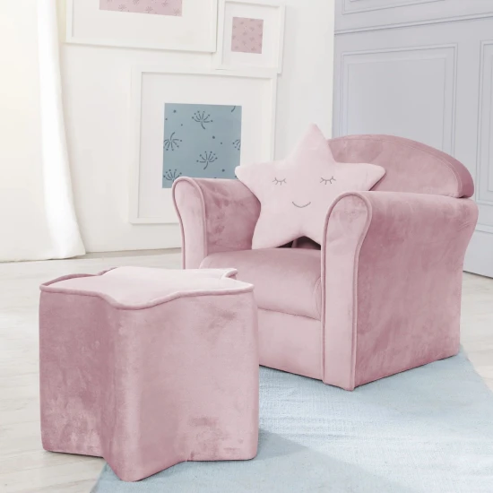 Dětské křeslo Lil Sofa s články Růžové