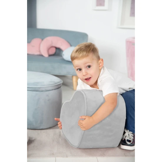 Dětský taburet Lil Sofa ve tvaru srdce Šedá