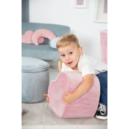 Dětský taburet Lil Sofa v tvaru srdce Růžový