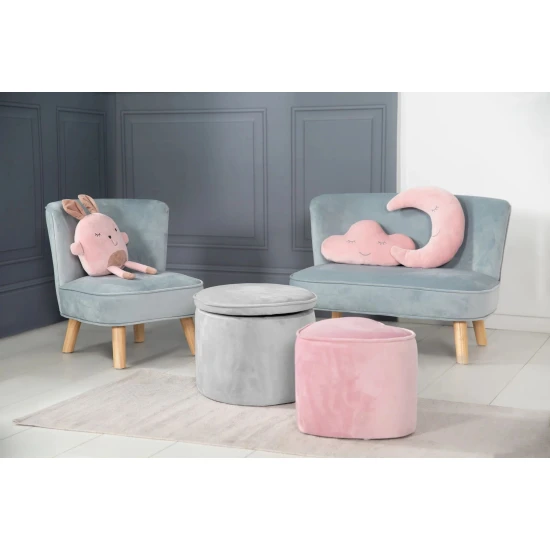 Dětský taburet s úložným místem Lil Sofa Šedý