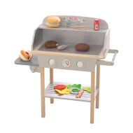 Dětský dřevěný gril BBQ s doplňky Šedá/přírodní