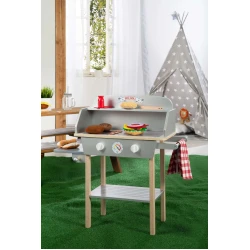 Dětský dřevěný gril BBQ s doplňky Šedá/přírodní