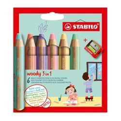 Pastelky Woody pastelové a struhadlo 3in1 Pastelky Woody pastelové a struhadlo 3in1