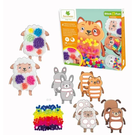 Kreativni sada Lovely Box – Pom Pom kolaze Domaci zviratka pro deti