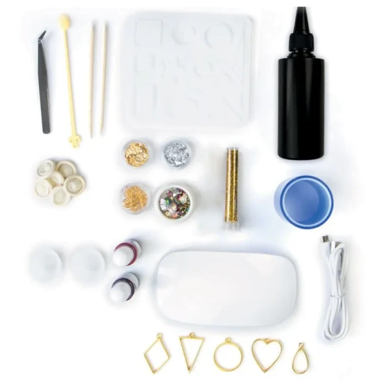 Výroba šperků z UV pryskyřice – kreativní sada pro dívky, UV lampa, pryskyřice a šperky
