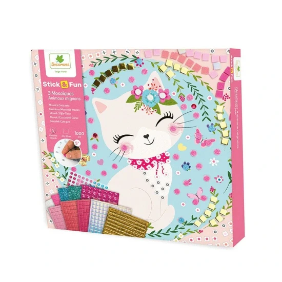 Mozaika Domácí mazlíčci – kreativní sada pro děti Sycomore s třpytivými dílky