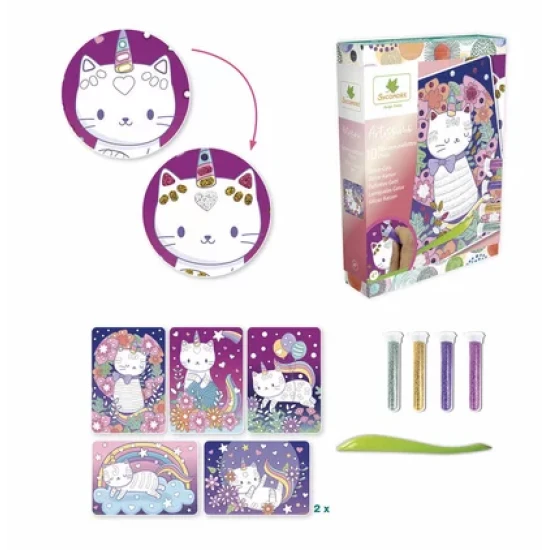 Tvoření s třpytivým pískem Kočičky – kreativní sada pro děti se zářivými třpytkami