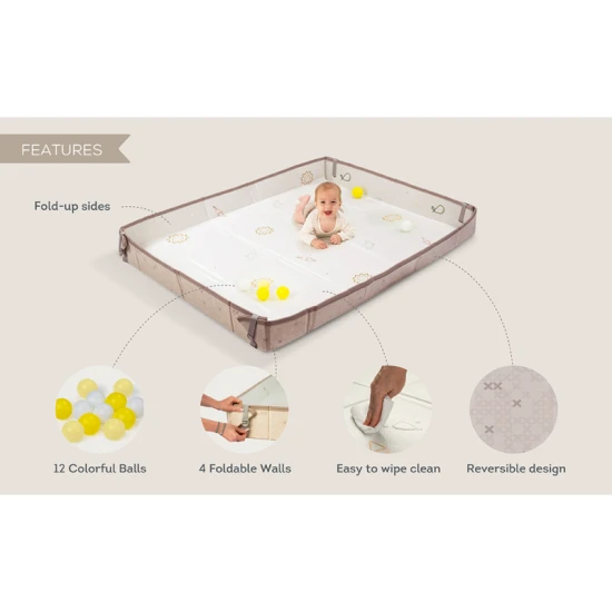 Pěnová hrací podložka s míčky Brown Beige – Taf Toys 13505TAF