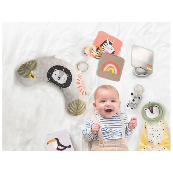 Úžasný dárkový box obsahuje speciálně navrženou sadu hraček pro novorozence. Ideální dárek od narození!