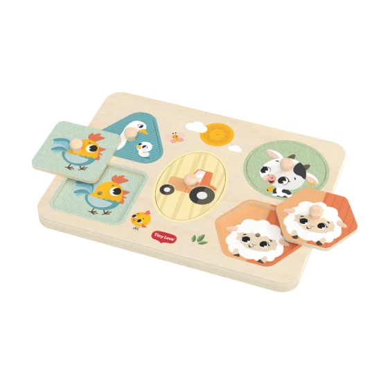 Dřevěné zvukové puzzle Farmers Funday