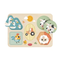 Dřevěné zvukové puzzle Farmers Funday