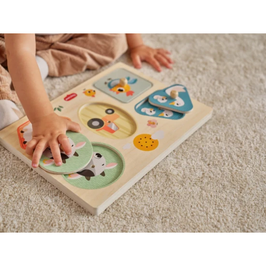 Dřevěné zvukové puzzle Farmers Funday