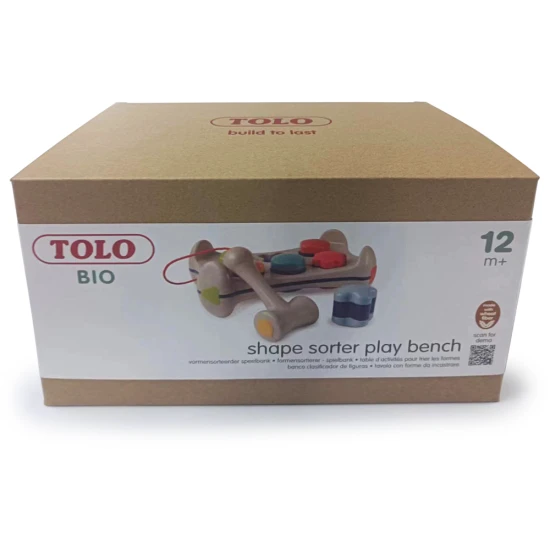 Zatloukačka Aktivity pultík pro třídění tvarů s kladívkem a se 6 různými tvary, které se zatloukají do otvorů na pultíku.