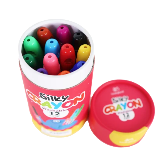 Barevné jemné omyvatelné voskovky pro děti v praktickém boxu – 12 kusů