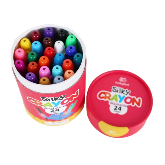 Farebné jemné umývateľné voskovky pre deti v praktickom boxe – 24 kusov