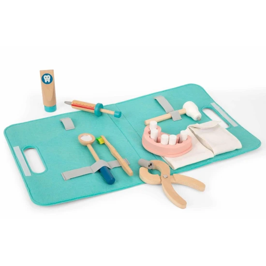 Tooky Toy Zubařská sada v taštičce 18 ks Dětský zubařský kufřík s vybavením 18 ks od Tooky Toy