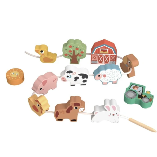 Velké dřevěné korálky pro děti Zvířátka Farma