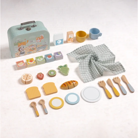 Dětský piknikový set v kufříku s nádobím a potravinami
