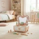 Dřevěný toaletní kosmetický stolek Tooky Toy – dětský stolek se zrcadlem a doplňky