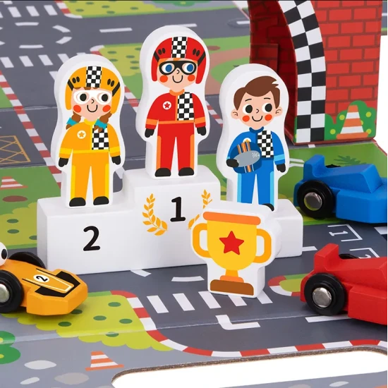 Tooky Toy Závodní dráha v kufříku 34 ks Závodní dráha Puzzle silnice v kufříku