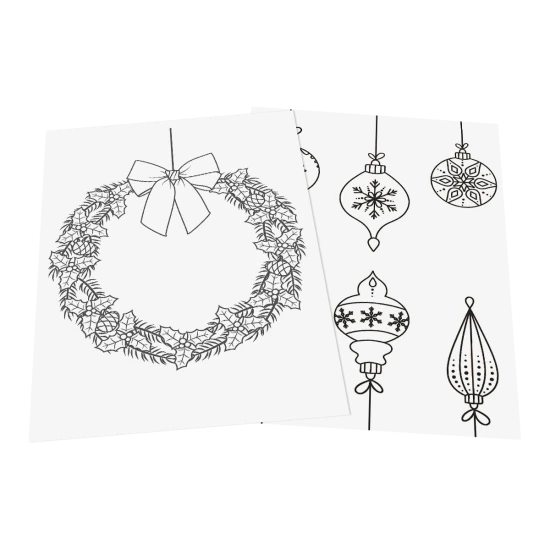 Vánoční dekorační souprava UNI PWE-5M Traditional – 4 ks křídy, mix barev (bílá, zlatá, metalická červená a zelená) s vánočními šablonami pro dekorování oken a zrcadel