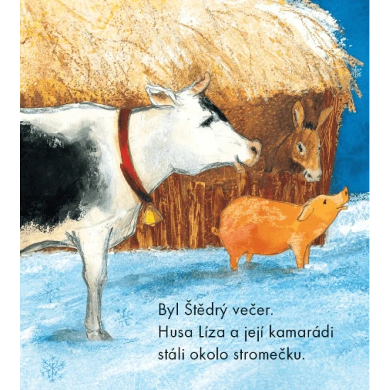 Když husa Líza zjistí, že na vánočním stromě chybí hvězda, vydá se na dlouhou cestu, aby z oblohy uloupla jednu zářící hvězdu.