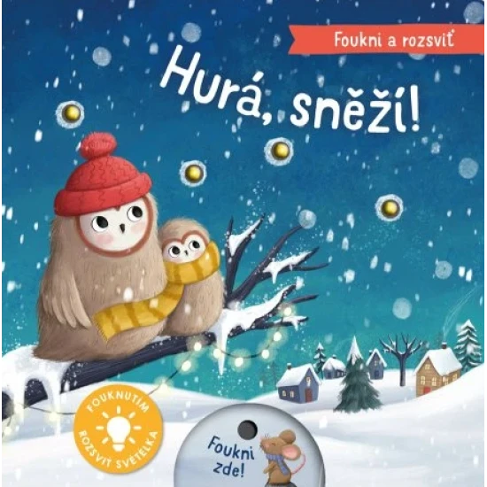 Foukni na knížku a nechej také rozzářit světélka! Počti si v knížce o zvířátkách v lese, která se těší z prvního sněhu a zimních radovánek.