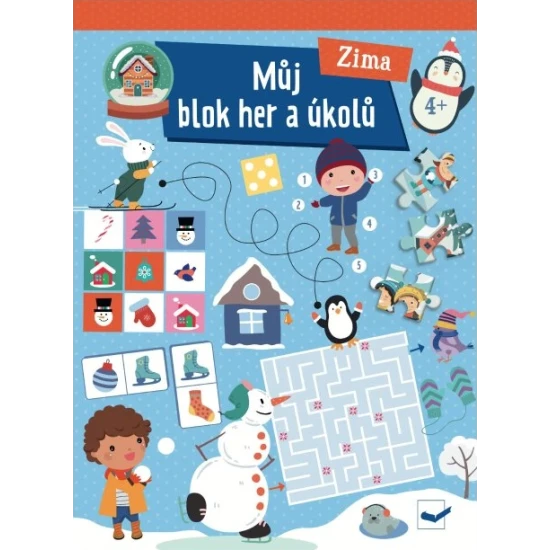 Můj blok her a úkolů Zima 4+ – kniha aktivit pro děti se zimními úkoly, spojovačky a bludiště