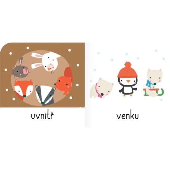 Tato sada obsahuje šest malých roztomilých leporel. Dítě se zábavnou formou naučí barvy, roční období, tvary, protiklady a další slůvka!