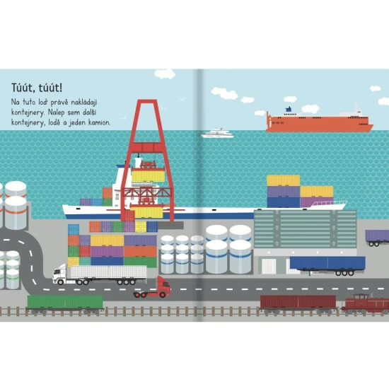 Vše, co jezdí - Kniha plná samolepek. Dolep velké barevné samolepky na každou scenérii.