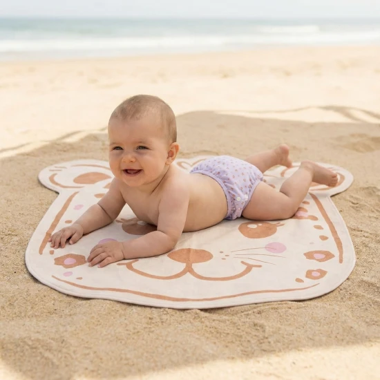 Tvarovaná plážová osuška Beige Leopard 140 cm