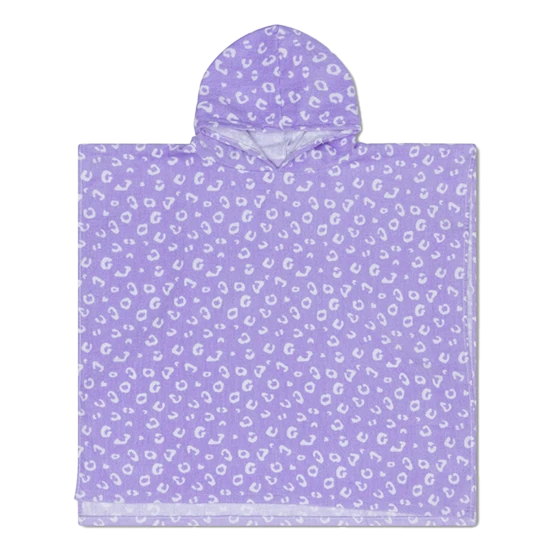 Dětské ručníkové pončo s kapucí Leopard fialový Swim Essentials