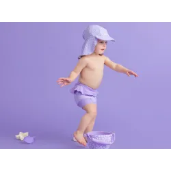 Plavkový klobouk s ochranou krku UPF 50+ Lila Leopard